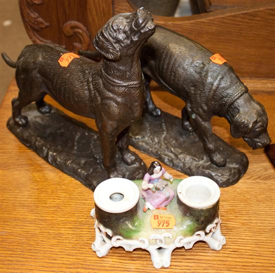 Two patinated bronze dog statues 139ca9