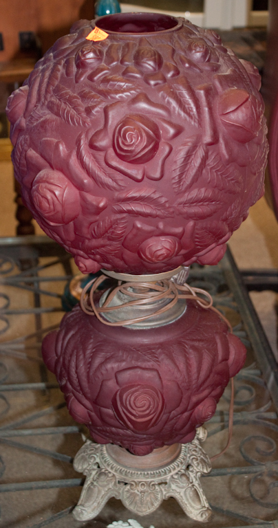 Victorian molded ruby glass lamp 139cb5