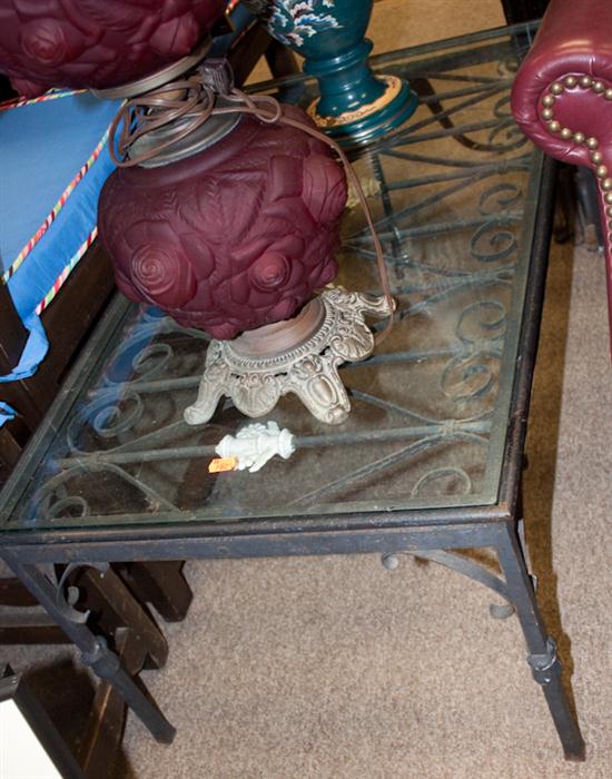 Wrought metal glass top table Estimate 139cb6