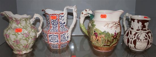 Four English china and salt glazed stoneware