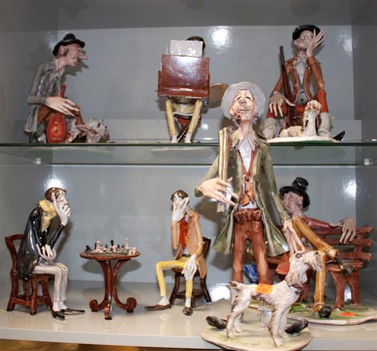 Six Italian faience figures by