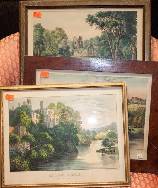 Three framed Currier & Ives prints of