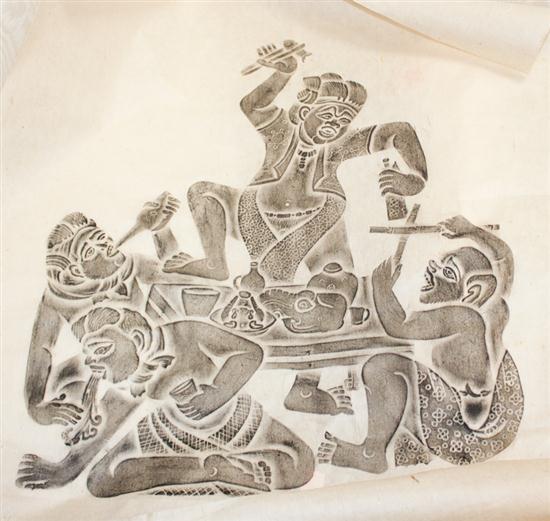 Balinese temple rubbing and an