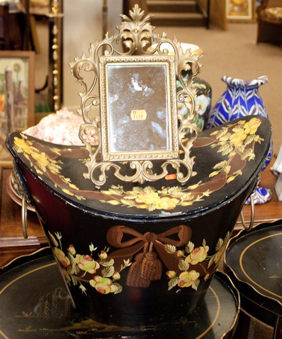 Toleware kindling bucket and a brass