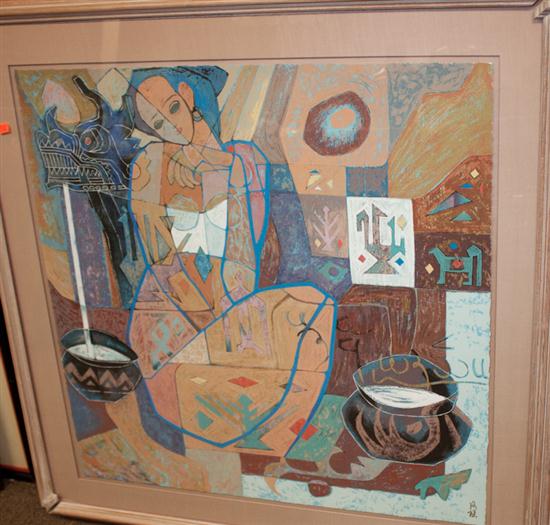 Contemporary framed lithograph