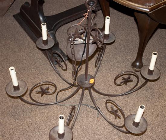 Primitive style wrought metal six-light