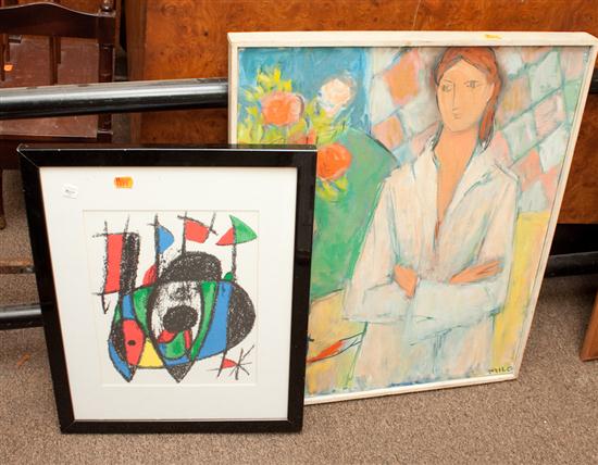 Joan Miro framed print and a Cuban