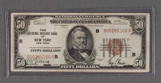United States Currency: $50.00 Federal