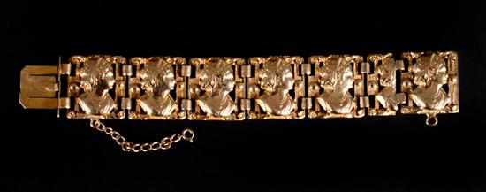 Antique heavy 14K gold link bracelet