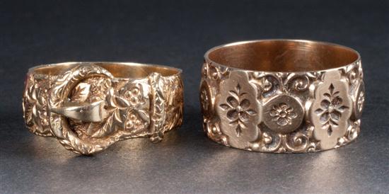 Two Victorian gold rings 1 foliate 139ef3