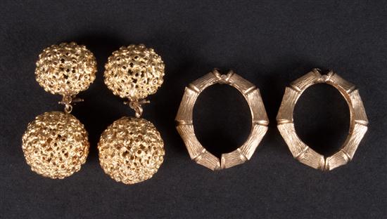 Pair of 14K gold clip-earrings;