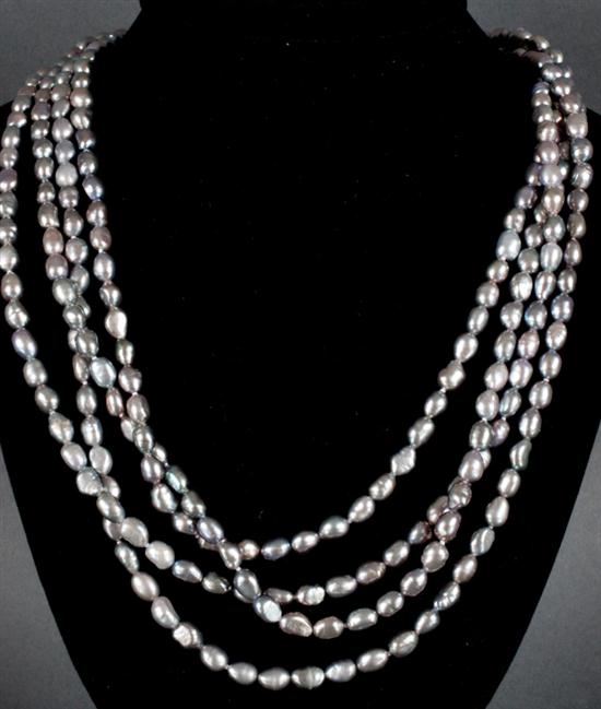 Cultured black baroque pearl necklace 139f24
