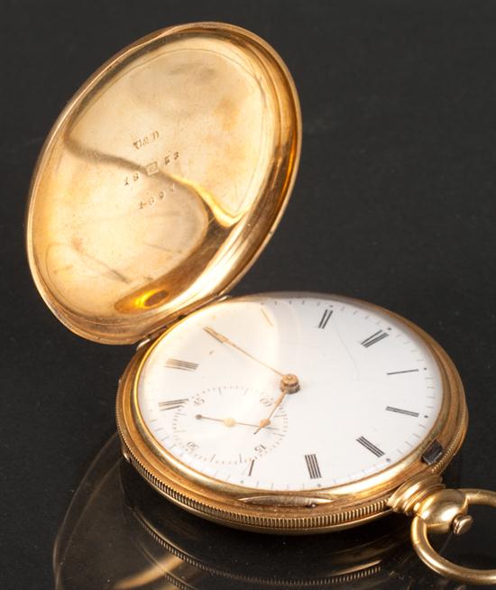 18K gold hunting-case pocket watch