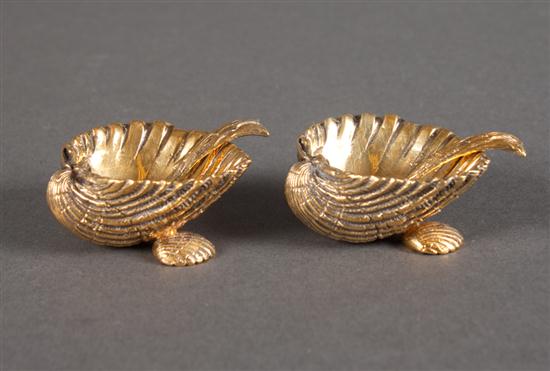Pair of Italian gilt sterling shell-form