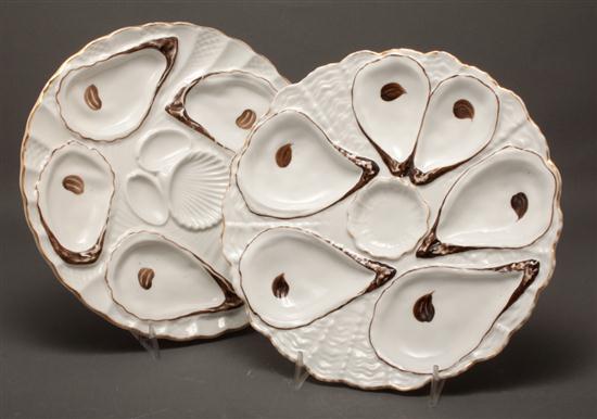 Two French painted porcelain oyster 13a040