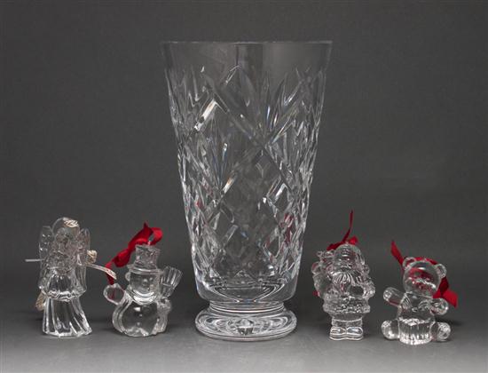 Waterford crystal vase and four