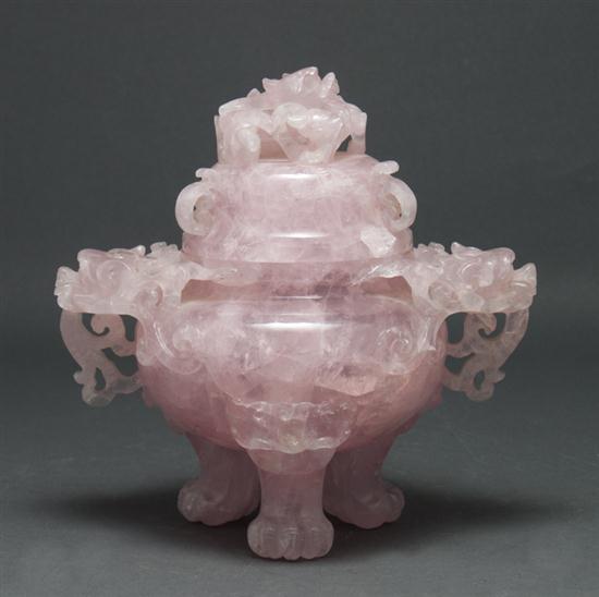 Chinese carved rose quartz censer 13a065