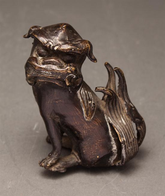 Chinese patinated bronze foo dog