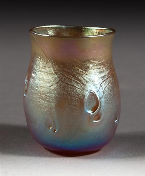 Iridescent glass toothpick holder probably