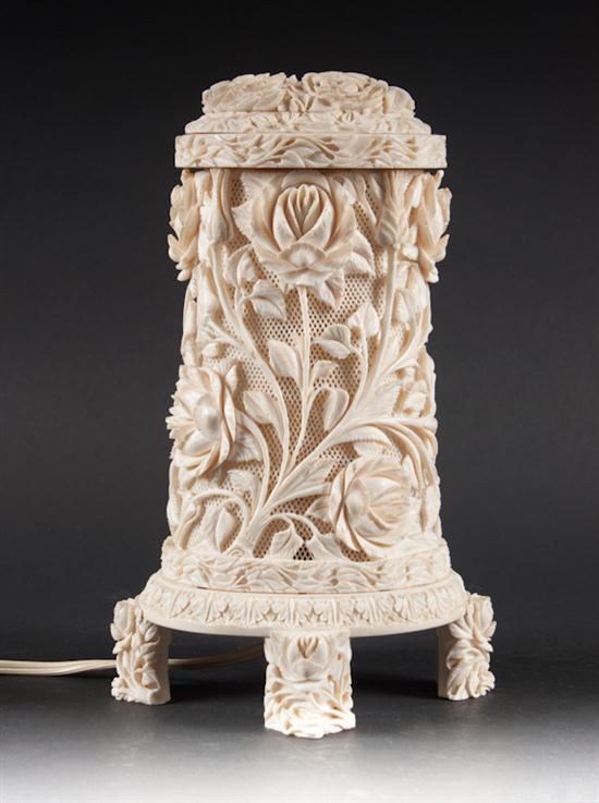 Chinese carved ivory boudoir lamp 20th