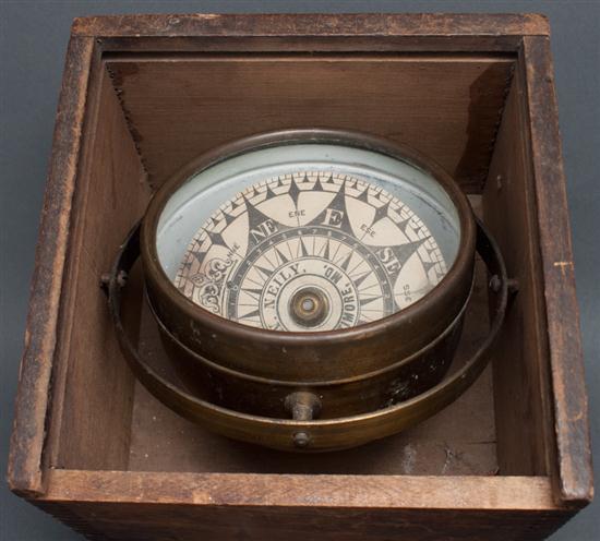 American brass and glass ships compass