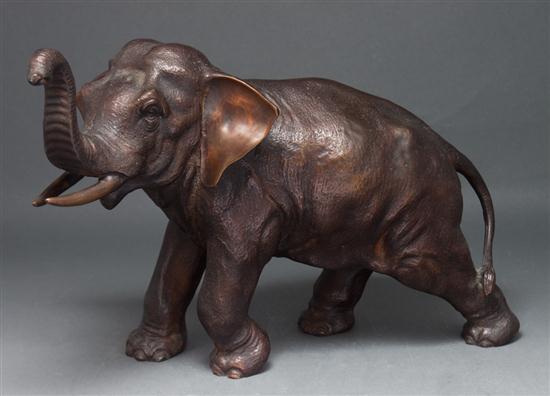 Japanese patinated bronze elephant