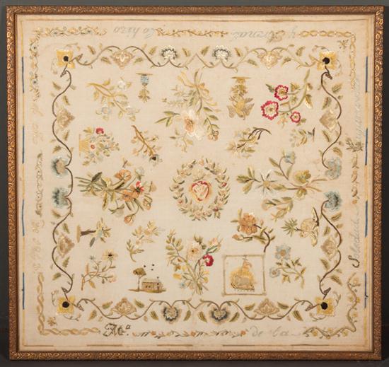 Needlework woven panel 19th century;