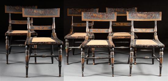 Set of six American Classical fancy