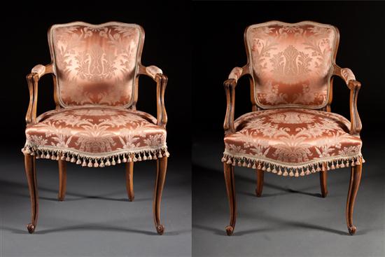 Pair of Louis XV style beech upholstered 13a17b