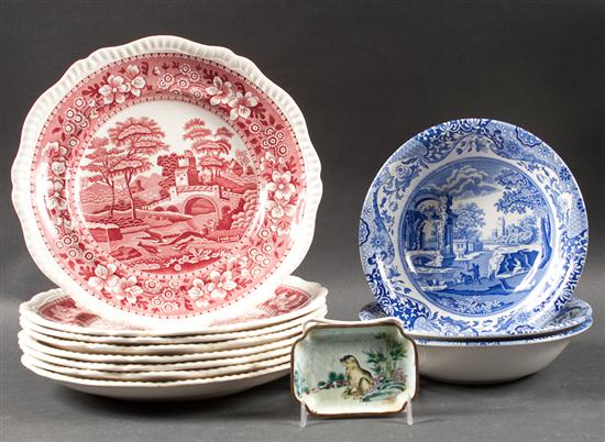 Set of eight Copeland Spode red