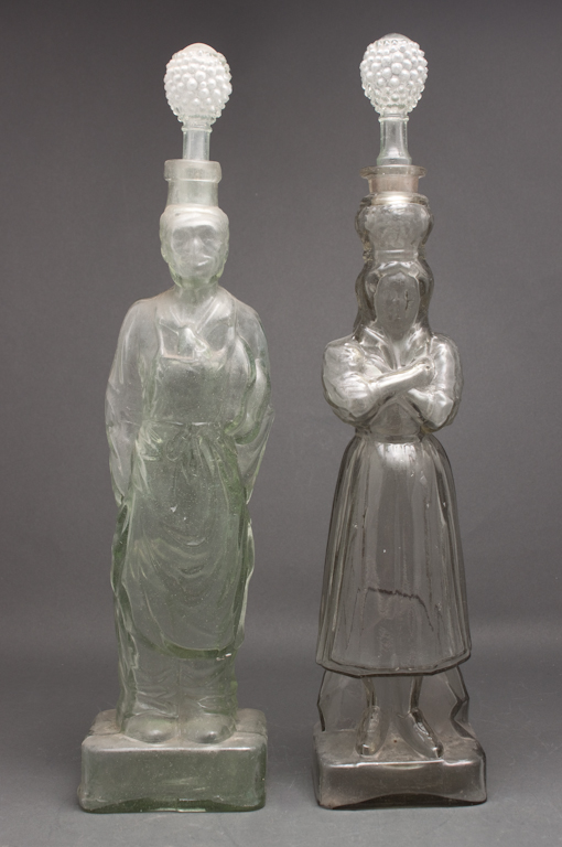 Pair of mold blown glass figural