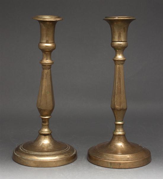 Pair of Russian turned brass candlesticks 13a2ba