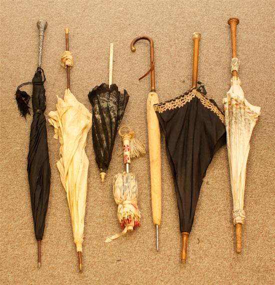 Five assorted Victorian parasols