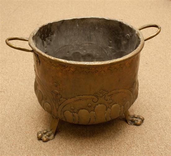 Victorian hammered brass bucket