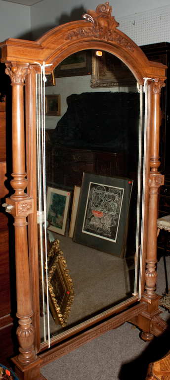 Classical style walnut cheval mirror