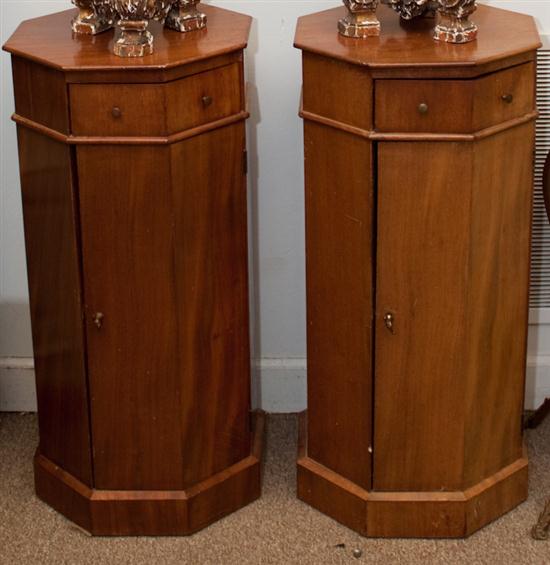 Pair of octagonal-form walnut side