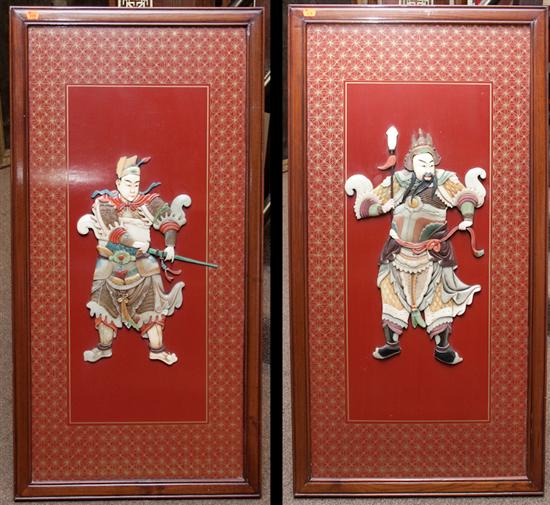 Pair of Japanese painted panels