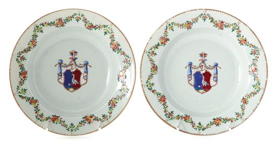 Pair Chinese Export armorial soup 13a562