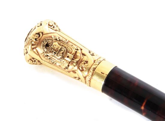 French gold and shell-clad cane