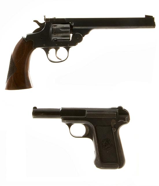 Iver Johnson target revolver and Savage