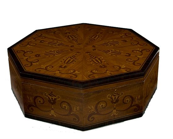 Marquetry inlaid octagonal box