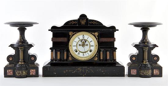 American marble and painted mantle clock