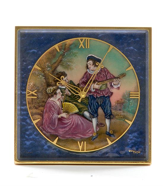 Imhof brass and enamel desk clock 13a647