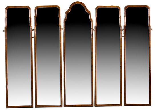 Set of five Queen Anne style mirrors
