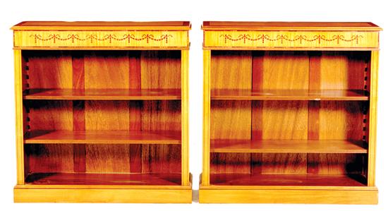 Pair inlaid satinwood bookcases 13a67a