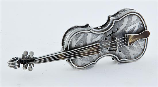 Russian silver cello form box horn 13a6bc