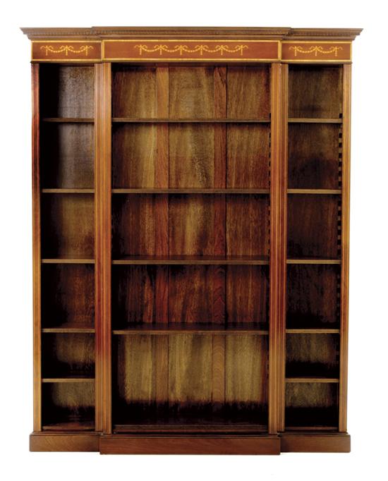 English inlaid mahogany open bookcase 13a6d3