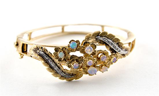 Opal diamond and gold cuff bracelet 13a726