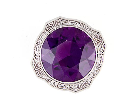 Antique amethyst and platinum brooch 13a742