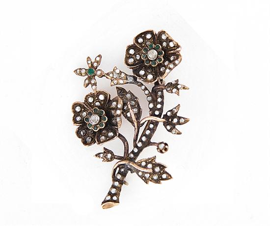 Victorian gem-set floriform brooch